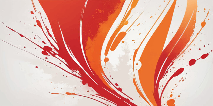 Abstract red vector background with swirling lines and colorful paint texture and wave shapes