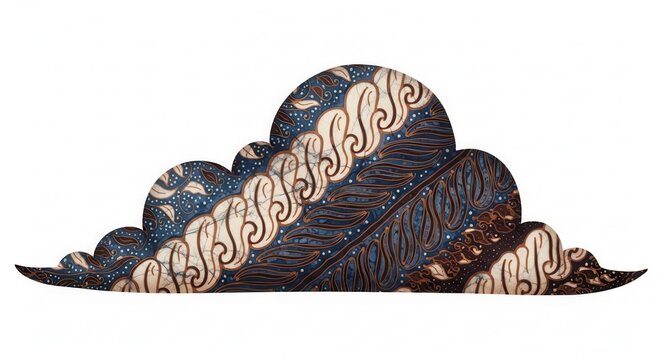 Indonesian cultural art cloud shape featuring intricate batik patterns in a traditional artistic