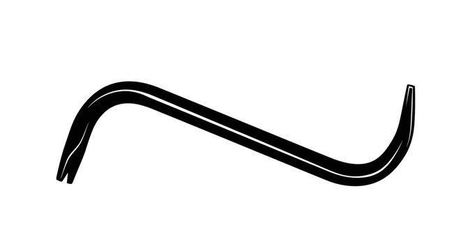 Black crowbar illustration on white background