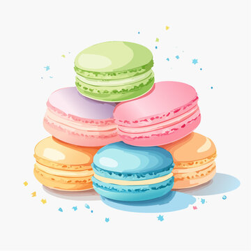 水彩画で描かれたマカロンのイラスト