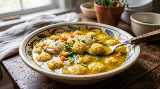 Hearty Bori Bori de Pollo Chicken Soup with Cheese Dumplings