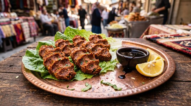 Spicy Turkish Cig Kofte Bulgur Patties with Fresh Lettuce