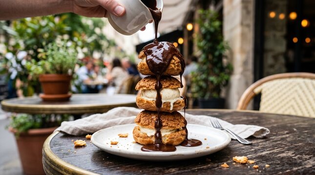Traditional French Profiteroles with Melting Chocolate Ganache