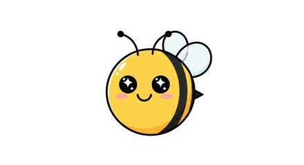 Obraz premium Cute Cartoon Bee Character with Big Sparkly Eyes and Rosy Cheeks