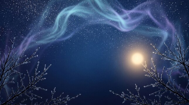Elegant Winter Solstice abstract background with deepblue sky and silver frost exture