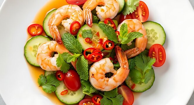 Fresh shrimp and vegetable salad.