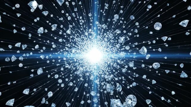 Sparkling Diamond Particles Explode Radiantly.