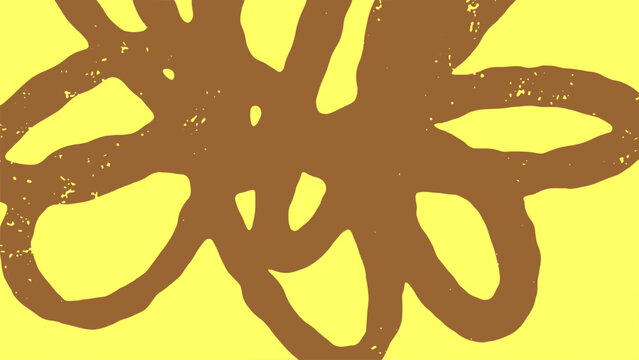 Earthy brown and yellow abstract summer background with organic floral shapes. Creative hand drawn pattern for natural seasonal themes and decorative artistic design projects.