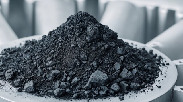 Industrial rubber tire compound being mixed in large blending machine for automotive manufacturing
