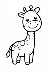 Fototapeta premium Cartoon giraffe smiling with spots in playful style on white background 