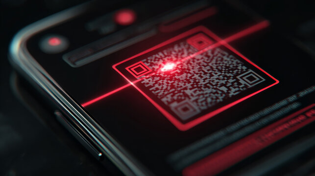 Smartphone Scanning a Red QR Code