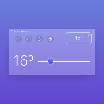 Air conditioner control interface with temperature slider modern design