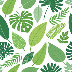 Fototapeta premium A vibrant collection of various green leaves and ferns arranged together.