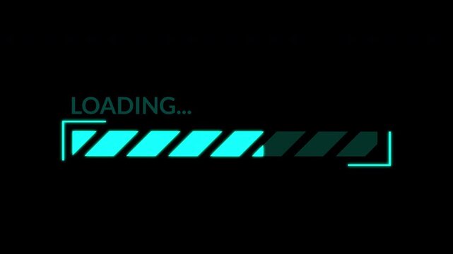 Futuristic Cyberpunk Loading bar. Digital glitch progress indicator for high-end scifi motion graphics and cyberpunk aesthetics.