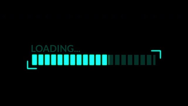 Ultimate Cyberpunk Loading animation with digital glitch. 4K distorted HUD progress bar for Twitch streamers and tech branding.