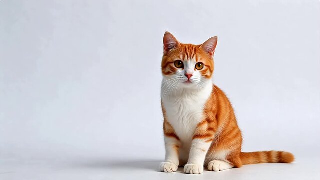 Orange and white cat raising paw