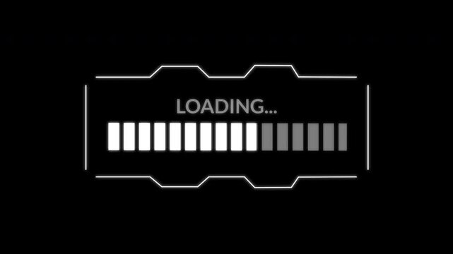 Futuristic Cyberpunk Loading bar. Digital glitch progress indicator for high-end scifi motion graphics and cyberpunk aesthetics.