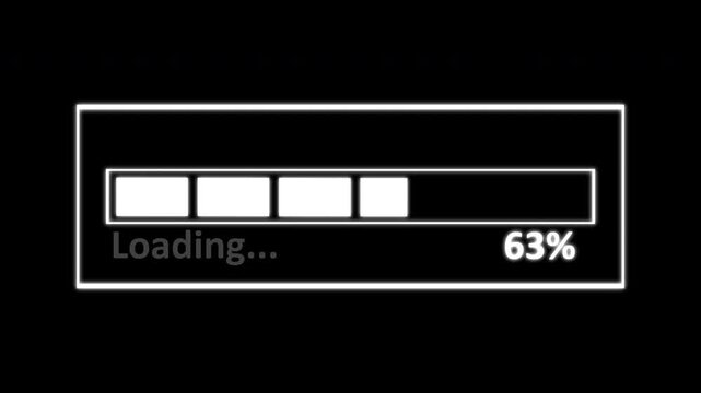 4K Cyberpunk Loading bar with glitch distortion. Pro Sci-Fi progress indicator for gaming overlays and futuristic UI design.