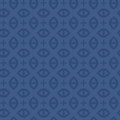 Fototapeta premium Seamless blue abstract eye pattern with geometric shapes