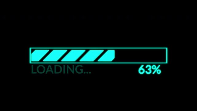 Gritty Cyberpunk Loading progress bar. 4K glitch effect animation for hacker-themed videos, tech reveals, and HUD overlays.