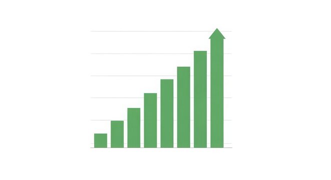 Green bar chart illustrating upward trend and growth, symbolizing progress
