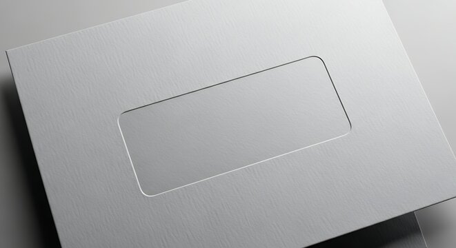 A close-up, high-angle shot of a white envelope with a clear window for a mailing address.