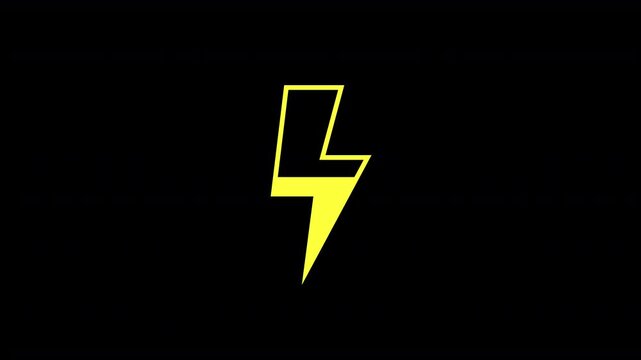 Yellow Lightning Bolt Icon Filling with Charge from Zero to Full, Looping Animation