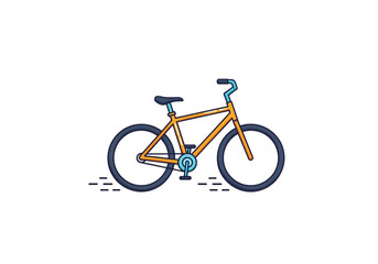 Fototapeta premium Flat Vector Illustration of a Modern Orange Bicycle Isolated on White Background