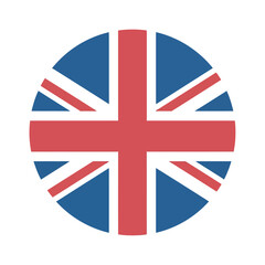 Obraz premium United Kingdom Flag Circular Vector Icon Isolated on White Background Representing British Identity and Tourism