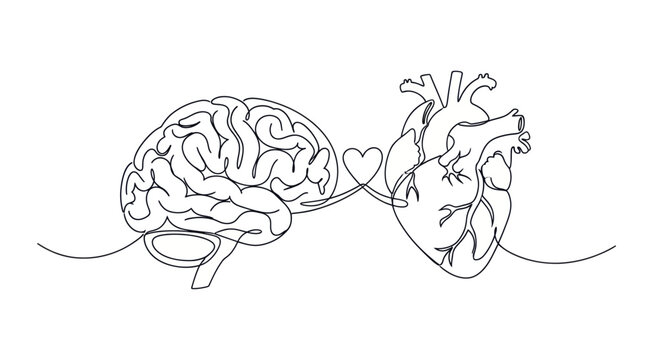 Brain and Heart Connected by Love and Thought.