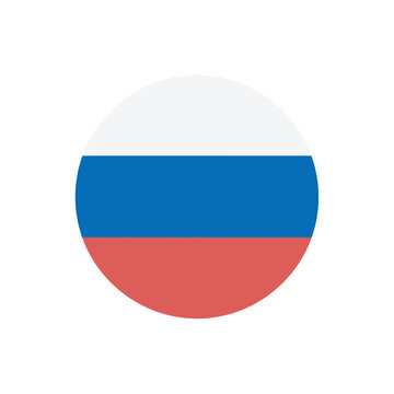 Russia Flag Circular Icon Vector - National Tricolor Symbol of the Russian Federation on White Background