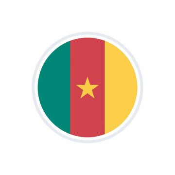 Cameroon Flag Circular Vector Icon with Yellow Star Symbolizing Unity and African National Identity on White Background