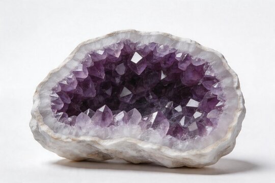 Purple crystal geode with quartz points
