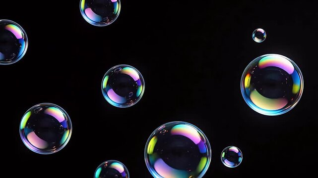 Colorful Bubbles Floating in Dark Space