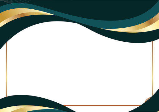 Abstract gold and dark green wavy lines on white background illustration