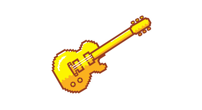 Yellow Electric Guitar Icon.