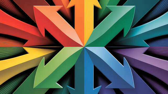 Colorful arrows pointing outward symbolizing growth and future success