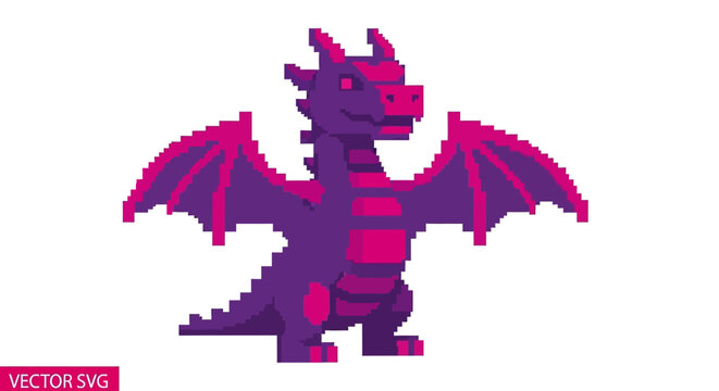 Purple Pixel Art Dragon.