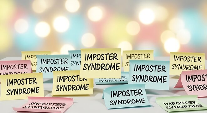 Imposter syndrome concept with notes.