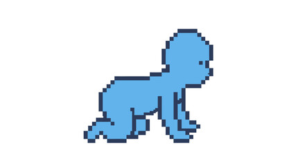 Fototapeta premium Blue Pixel Dog Crawling.