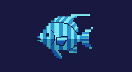 Fototapeta premium Blue Pixelated Fish Image.