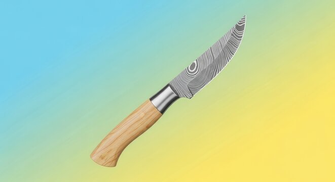 High-Quality Blade with Unique Pattern and Ergonomic Wooden Handle for Culinary Artistry
