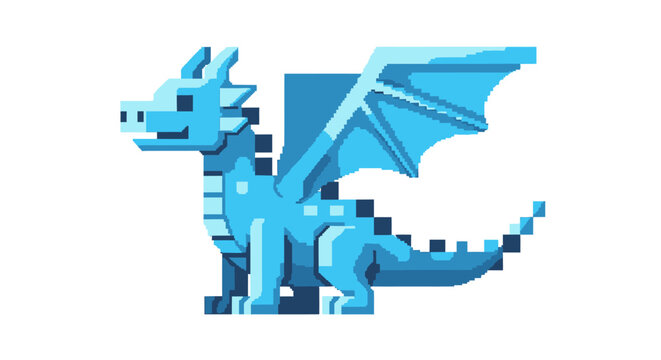Blue Pixel Dragon Toy.