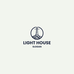 Fototapeta premium Light house logo style icon design template vector illustration
