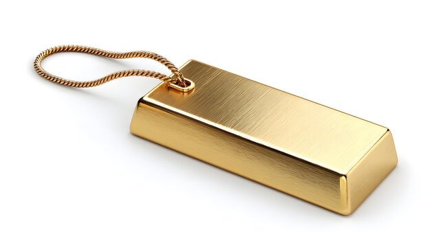 Single 100g Shiny Gold Bar with Hanging Barcode Price Tag