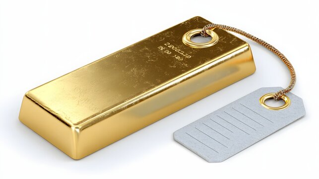 Single 100g Shiny Gold Bar with Hanging Barcode Price Tag