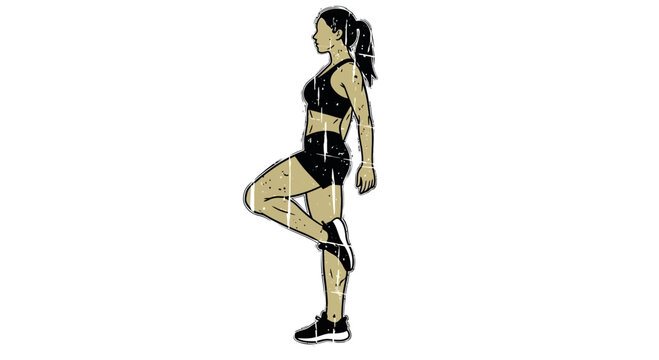 Woman performing single leg squat exercise, fitness illustration