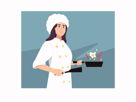 A Chef Cooking with a Frying Pan