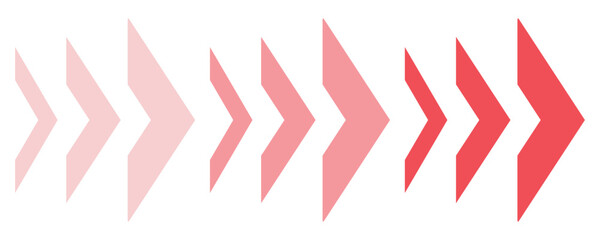 Fototapeta premium Red dynamic moving arrow directional symbol. Arrow direction quadruple multiple forward move next graphic design. Vector illustration. Eps10.