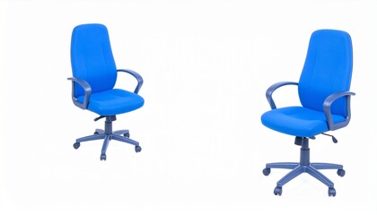 Obraz premium professional blue office chairs set on white background for workplace furniture